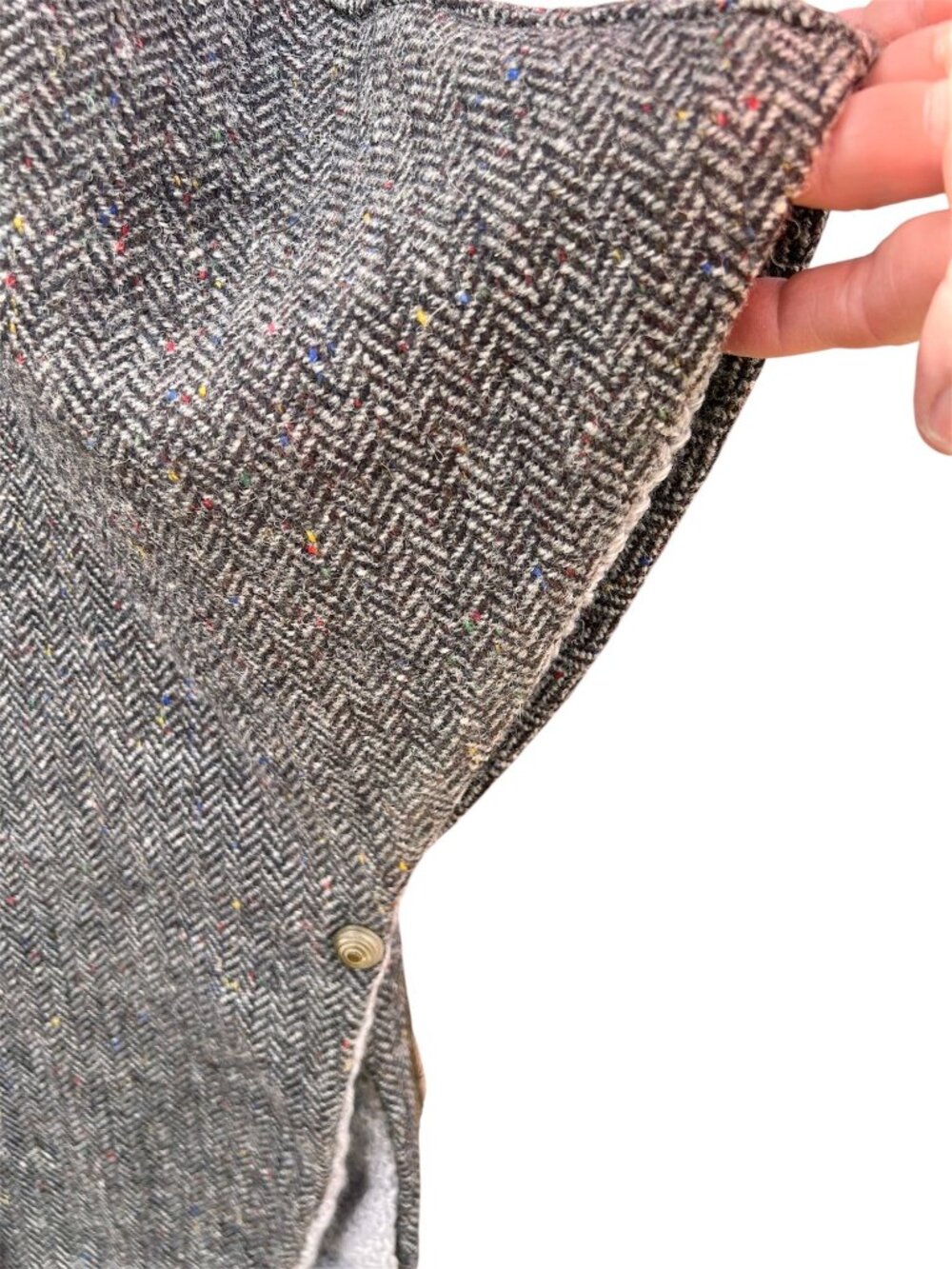 Aran Womens Tweed Poncho W/ Hood Size M/L Herringbone Merino Wool Sweater Lined - Picture 13 of 14
